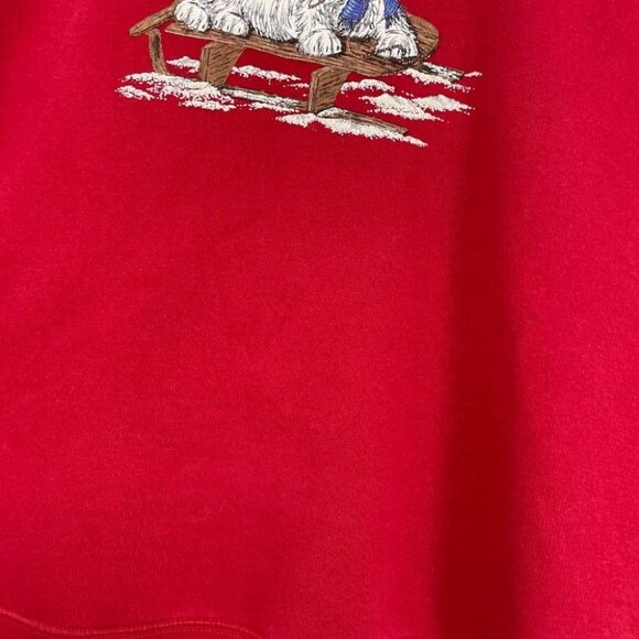 Vintage Penmans Red Crewneck Pullover red snowy Dog embroidered sweatshirt - Picture 10 of 15